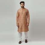New Semi Long Printed Linen Panjabi For Men
