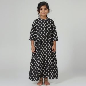 Stylish Black & White Polka Dot Dress for Girls