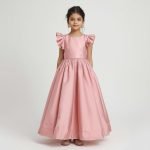 1 pcs Girls' Fancy Pink Frock with Ruffle Sleeves